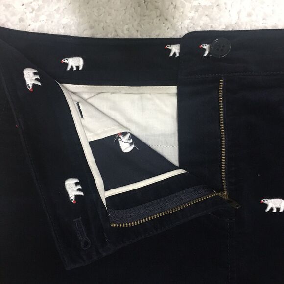 Talbots Women Skirt 10 Navy Blue Velvet Polar Bear Embroidered Knee Whimsical - Picture 5 of 14